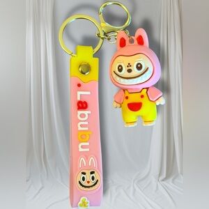 Labubu Pink Bunny Charm | KUBO x Labubu Designer Rubber Character | Collectible